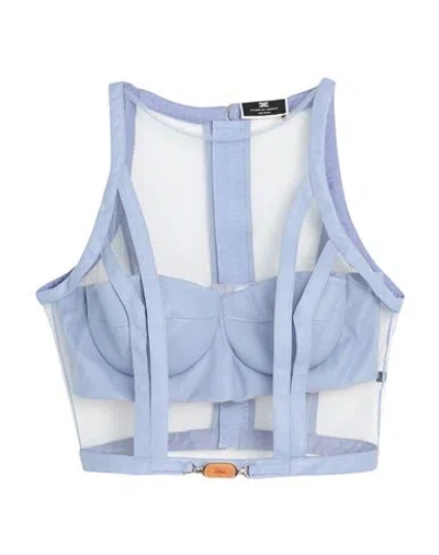 Elisabetta Franchi Woman Top Pastel Blue Size 4 Polyamide, Polyester, Polyurethane