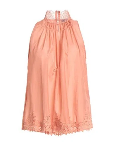 Elisabetta Franchi Woman Top Salmon Pink Size 6 Cotton, Silk, Polyamide