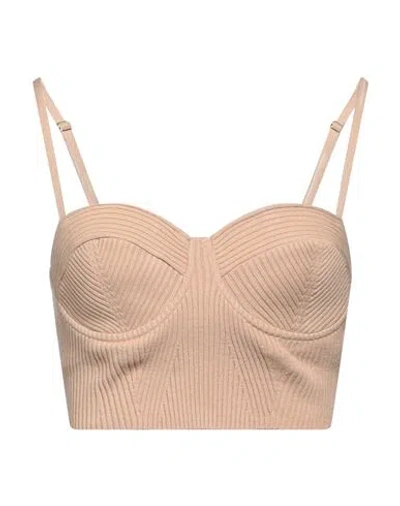 Elisabetta Franchi Woman Top Sand Size 8 Viscose, Polyester, Polyamide In Beige
