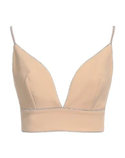 Elisabetta Franchi Woman Top Sand Size 8 Viscose, Elastane In Beige