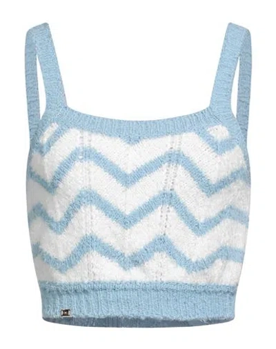 Elisabetta Franchi Woman Top Sky Blue Size 8 Cotton, Polyester