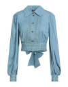 Elisabetta Franchi Woman Top Slate Blue Size 6 Viscose, Cotton In Blue