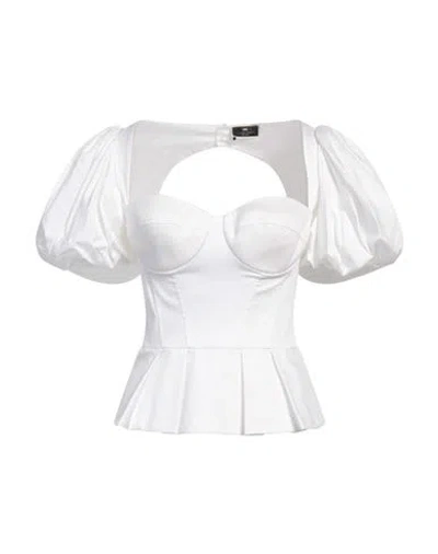 Elisabetta Franchi Woman Top White Size 6 Cotton, Elastane