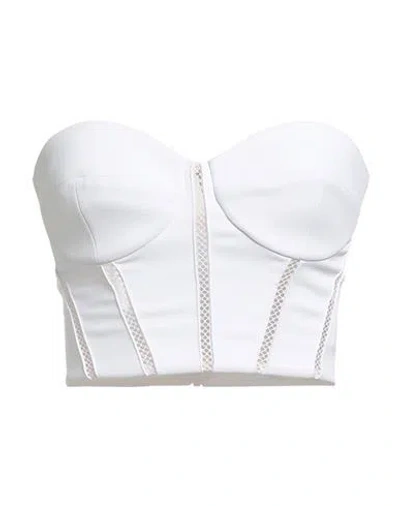 Elisabetta Franchi Woman Top White Size 6 Polyester, Elastane