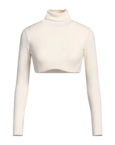 Elisabetta Franchi Woman Turtleneck Beige Size 4 Polyamide, Wool, Viscose In Neutral