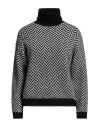 Elisabetta Franchi Woman Turtleneck Black Size 6 Acrylic, Polyamide, Wool, Elastane In Black