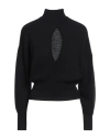 Elisabetta Franchi Woman Turtleneck Black Size 8 Wool, Cashmere In Black