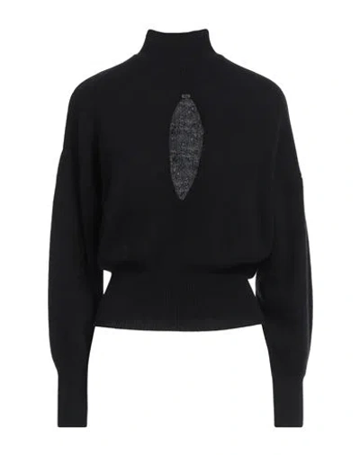 Elisabetta Franchi Woman Turtleneck Black Size 8 Wool, Cashmere