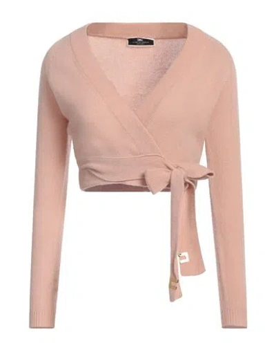 Elisabetta Franchi Woman Wrap Cardigans Blush Size 2 Wool, Cashmere
