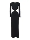 Elisabetta Franchi Crewneck Cut-out Maxi Dress With Gold Detail In Black