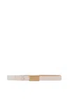 Elisabetta Franchi Butter Faux Leather Belt With Logoed Plaque In Off White