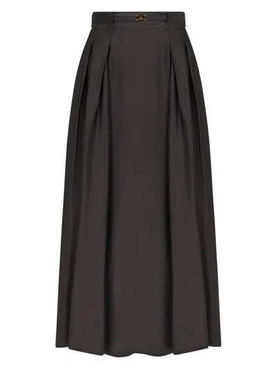ELISABETTA FRANCHI WOMEN'S BELT MIDI SKIRT