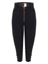 Elisabetta Franchi Tailored Pants With Unique Belt Detail In 110 Nero