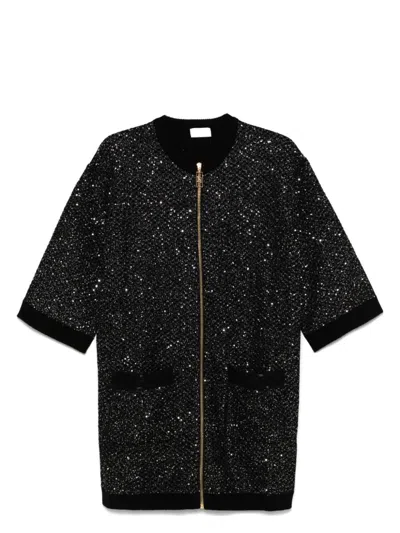 ELISABETTA FRANCHI WOMEN'S BLACK SEQUIN-EMBELLISHED ZIP DRESS