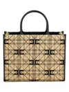 Elisabetta Franchi Borsa Shopper In Rafia In Beige
