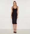 Elisabetta Franchi Adjustable Straps Bustier Cut-out Midi Pencil In Black