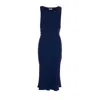 Elisabetta Franchi Criss-cross Lace Envers Satin Dress In Blue