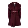 Elisabetta Franchi Women's Coats  - Coat With Belt - Burgundy In Multi