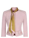 Elisabetta Franchi Cropped Tailored Jacket With High Neckline In Pink