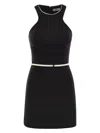 Elisabetta Franchi Women's Crepe Dress With Contrasting Belt In Black,butter
