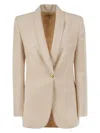 Elisabetta Franchi Women's Crepe Jacket With Contrasting Topstitching In Butter