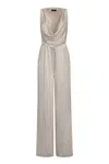 Elisabetta Franchi Body-chain Crepe Jumpsuit In Grey