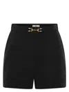 Elisabetta Franchi Crepe Shorts With Clamps And Flaps In Black