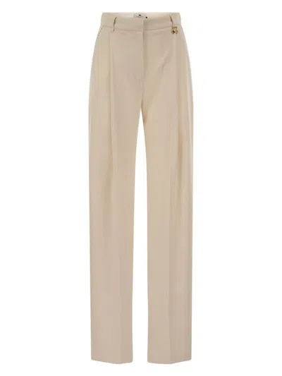 ELISABETTA FRANCHI WOMEN'S CREPE TROUSERS WITH CONTRAST STITCHING