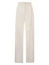 Elisabetta Franchi Women's Crepe Trousers With Satin Details In Ivory