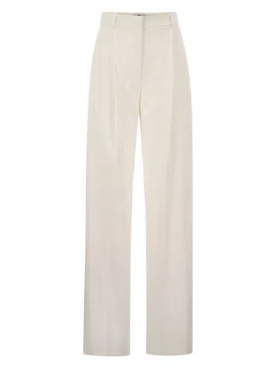 ELISABETTA FRANCHI WOMEN'S CREPE TROUSERS WITH SATIN DETAILS