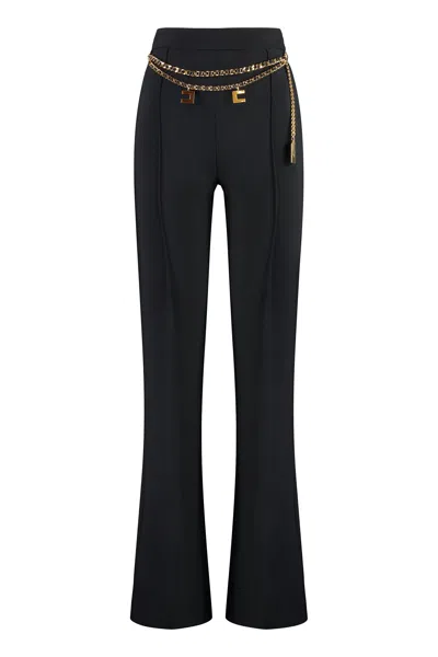 Elisabetta Franchi Women's Crepe Wide-leg Trousers In Black