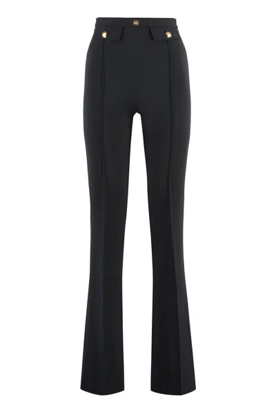 Elisabetta Franchi Crepe Wide-leg Trousers In Black