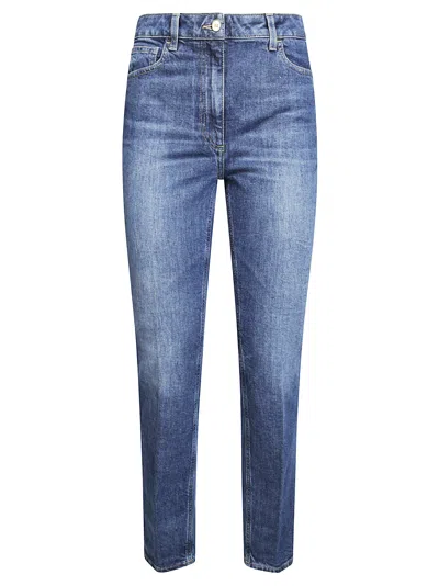 Elisabetta Franchi Logo-patch Straight-leg Jeans In Blue
