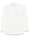 Elisabetta Franchi Linen Blend Double-breasted Jacket In White
