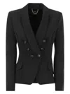 Elisabetta Franchi Women's Double-breasted Crepe Jacket With Shawl Lapels In Black