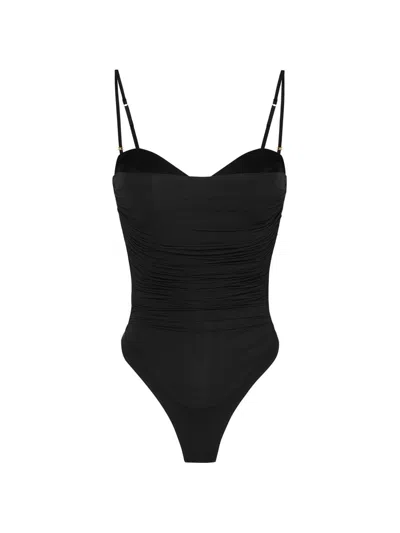 Elisabetta Franchi Women's Draped Jersey Bodysuit In Black