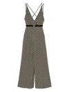 Elisabetta Franchi Black Diamond Print Georgette Jumpsuit In Dj5 Nero Curry