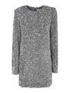 Elisabetta Franchi Sequinned Chenille Mini Dress In Grey