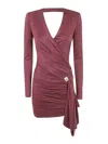 Elisabetta Franchi Draped-detailing Mini Dress In Rojo