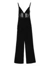 Elisabetta Franchi Black Jumpsuit With Deep Neckline And Lace Detail On The Front In Black