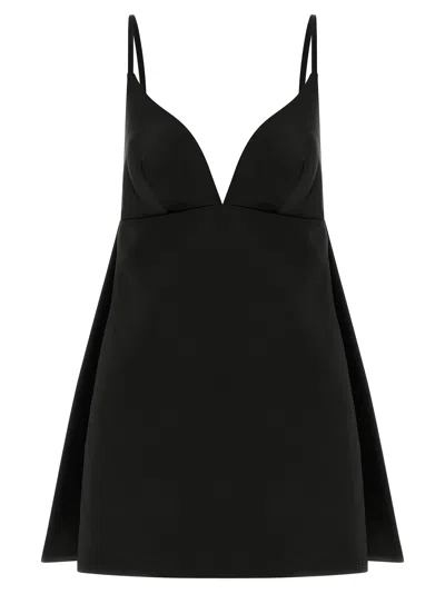 Elisabetta Franchi Duchesse Mini Dress With Back Cape Construction And Satin Lining In Black