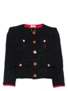 Elisabetta Franchi Cropped Tweed Jacket In Black