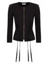 Elisabetta Franchi Diagonal Lace Jacket In Black