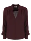 Elisabetta Franchi Logo Metal Detail Collar Shirt In Black