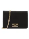 Elisabetta Franchi Small Shoulder Strap With Logo Plaque In Black