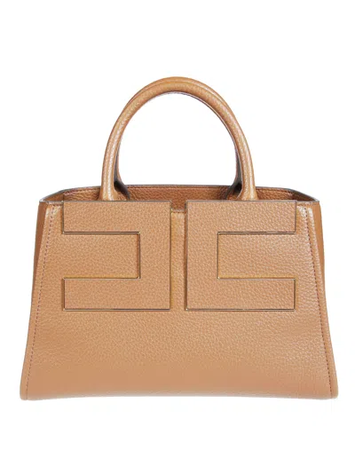 Elisabetta Franchi Logo-plaque Tote Bag In Brown