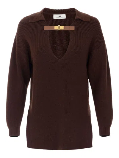 Elisabetta Franchi Women's Knit Sweater In Coffee - Fall/winter 2025 In Brown