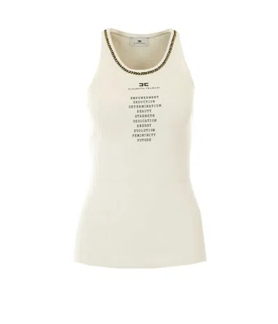 Elisabetta Franchi Women's Knit Top In Avorio/nero/nero