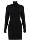 Elisabetta Franchi Schwarze Strickkleid Mit Hohem Kragen In Black