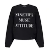 Elisabetta Franchi Oversized Sweatshirt With Bold 'nineties Muse Attitude' Print In Black